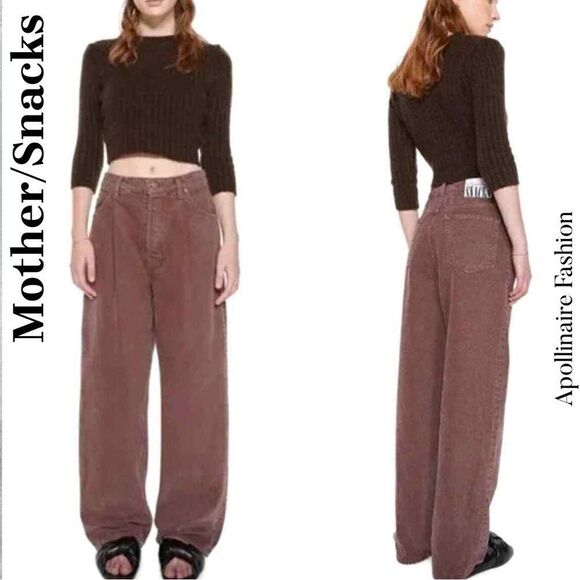 MOTHER Snacks Pleated Fun Dip Puddle French Toast Brown Size 30 - Picture 1 of 6